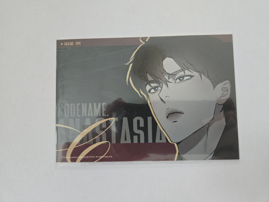 Codename anastasia text postcard gray background