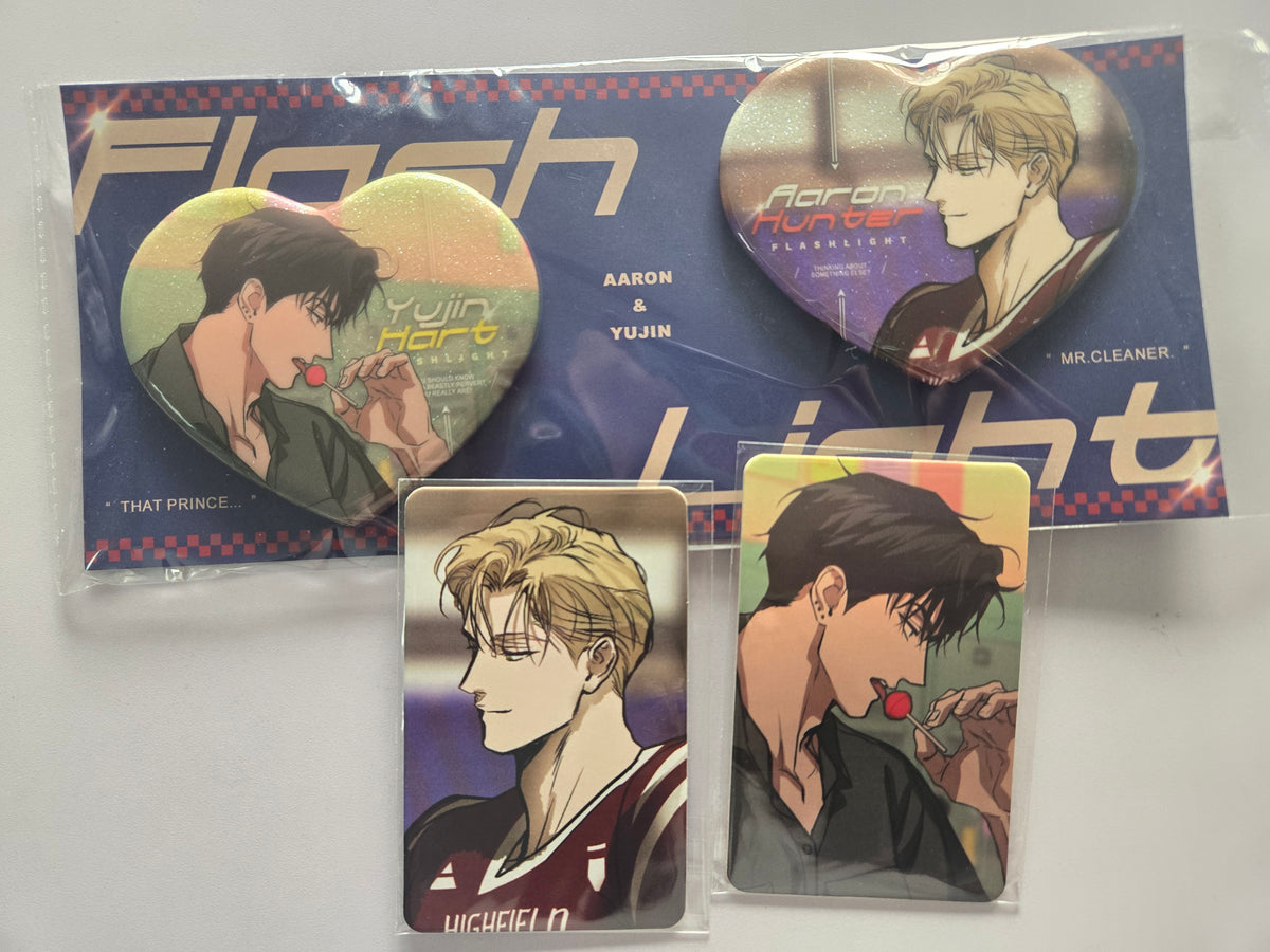 Flashlight AU Special Episode Heart Shaped Badge Set