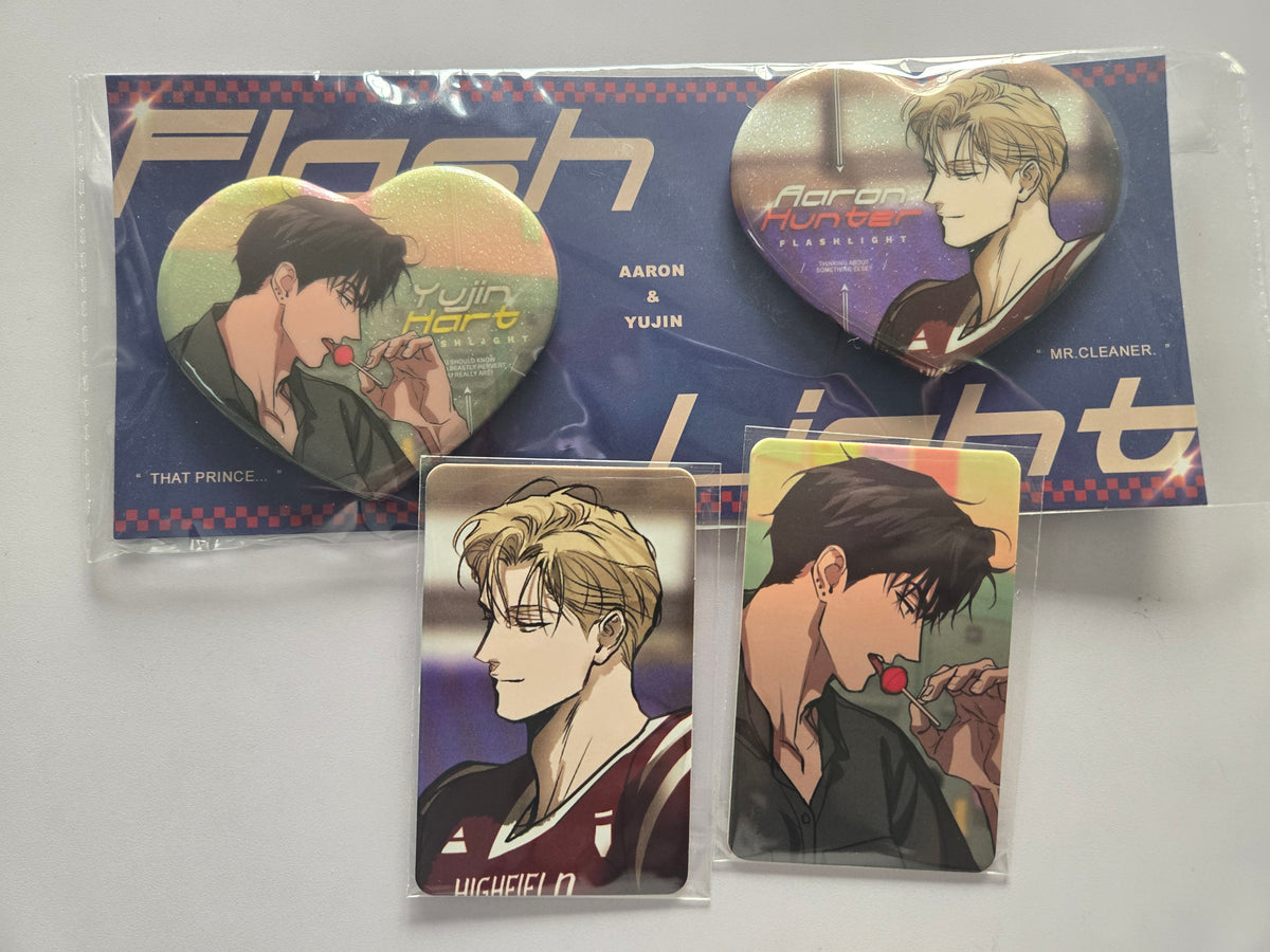Flashlight AU Special Episode Heart Shaped Badge Set