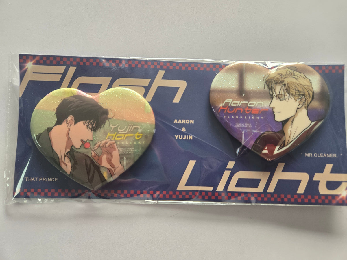 Flashlight AU Special Episode Heart Shaped Badge Set