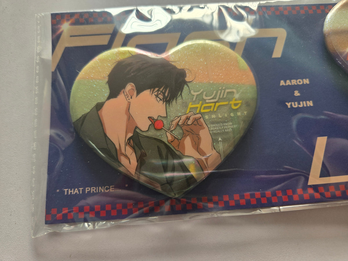 Flashlight AU Special Episode Heart Shaped Badge Set