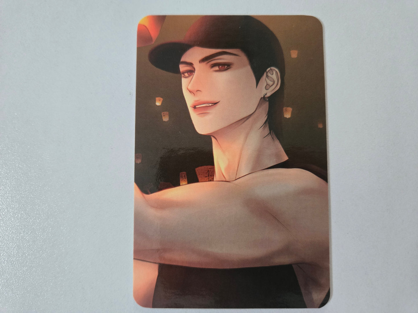 Illustration of Jaeshin wearing a red cap brown background