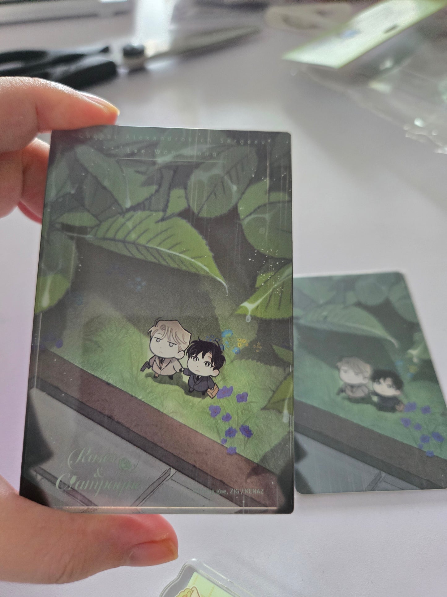 Roses and Champagne Acrylic Block and Photocard Couple Chibi version