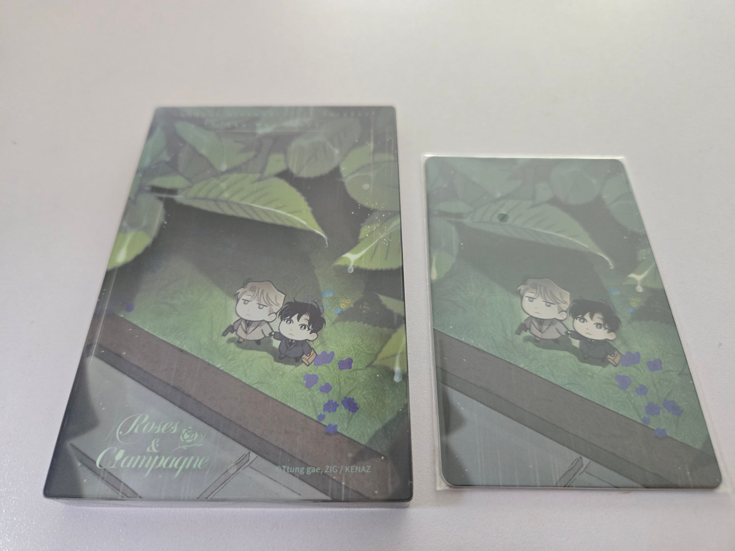 Roses and Champagne Acrylic Block and Photocard Couple Chibi version