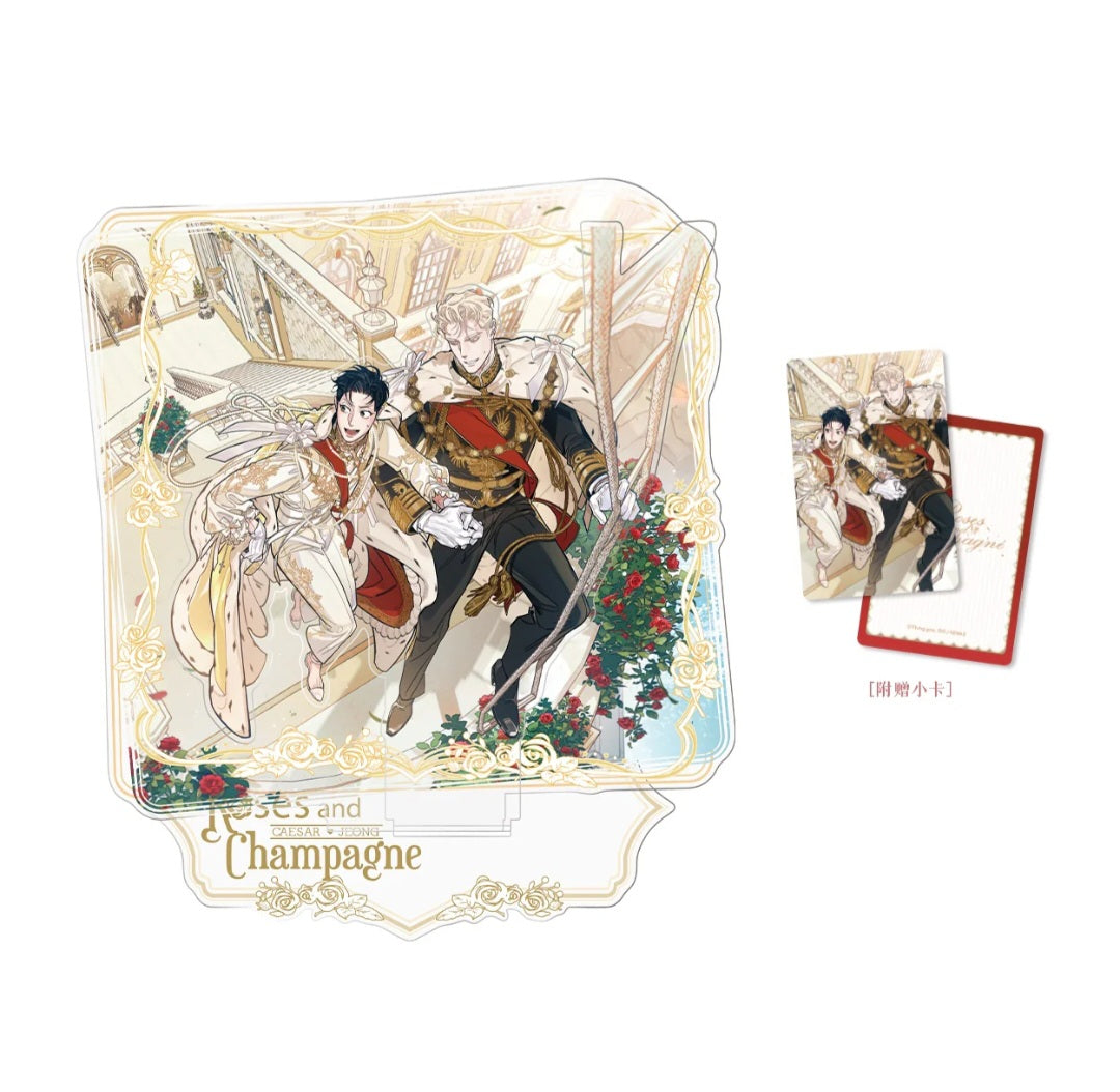 Roses and champagne wedding acrylic stand