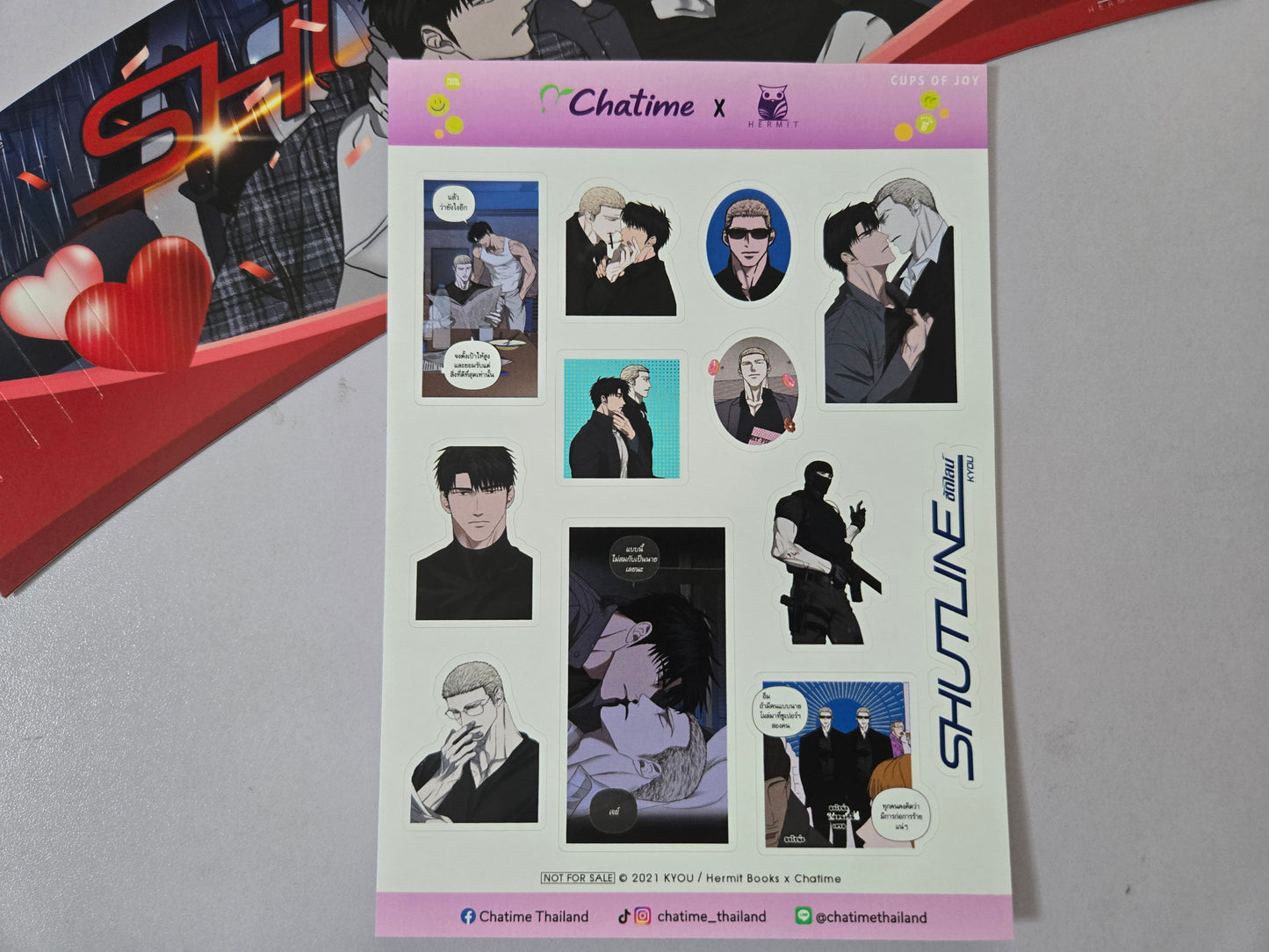 Shutline Thailand Chatime Hermit Books Collab Photocard Sticker Cup Sleeve Set