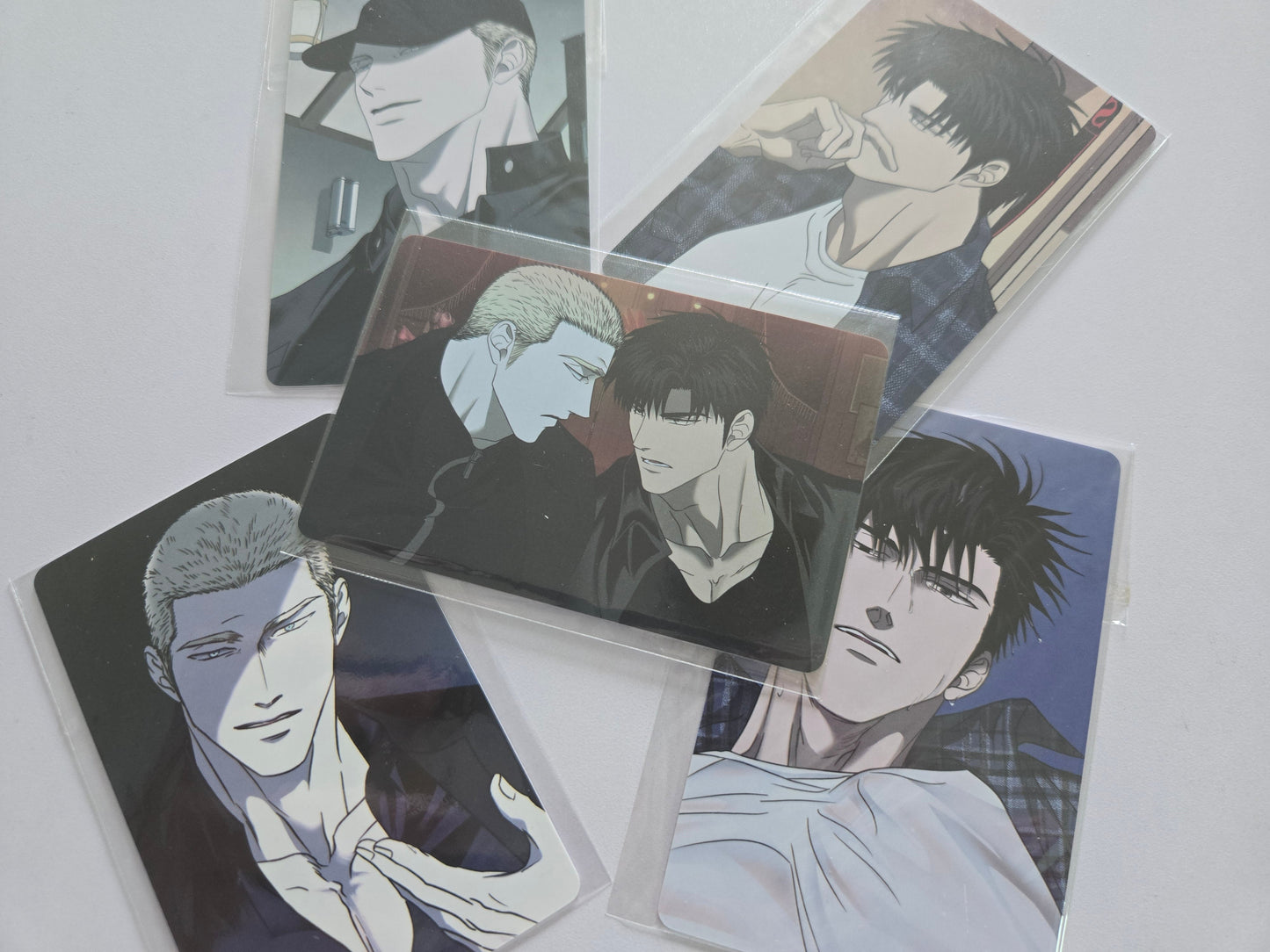 Shutline Cafe Dessert Photocards featuring Shin and Jake in various poses