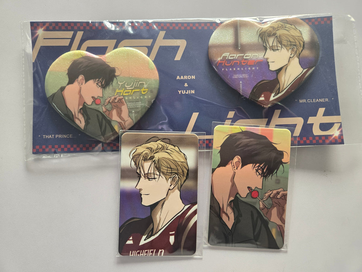 Flashlight AU Special Episode Heart Shaped Badge Set - Eggs And Muffin