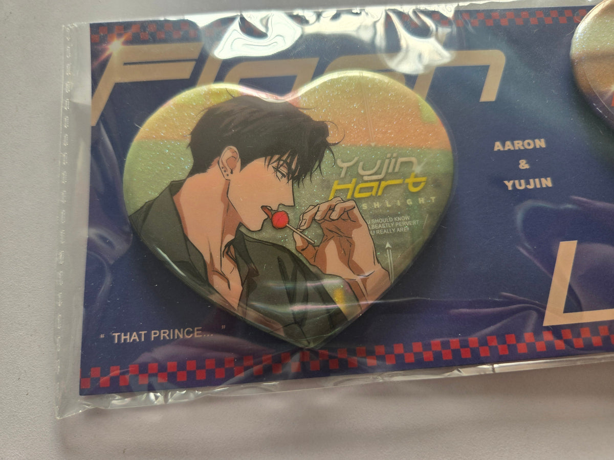 Flashlight AU Special Episode Heart Shaped Badge Set - Eggs And Muffin