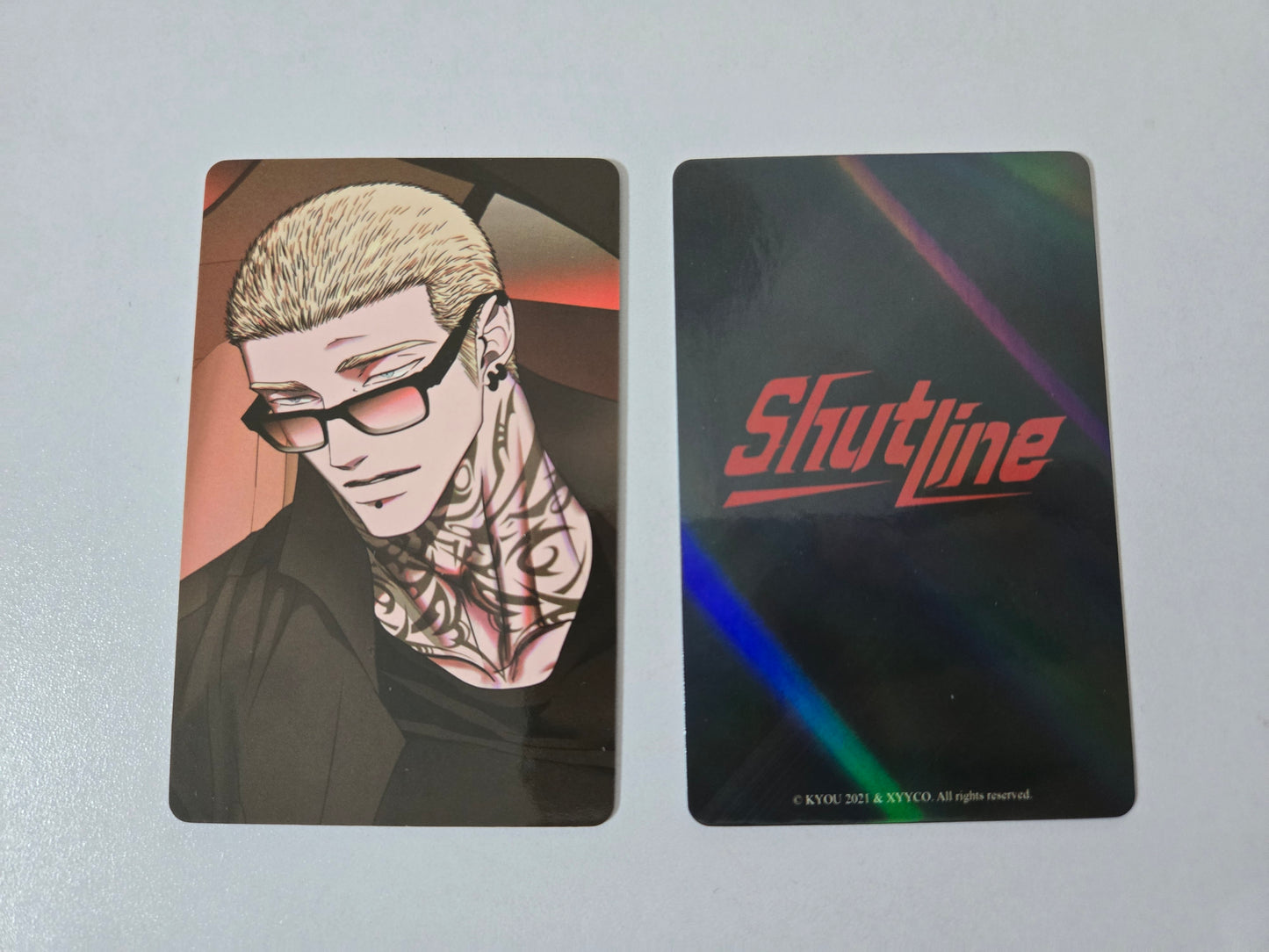 shutline red text photocard