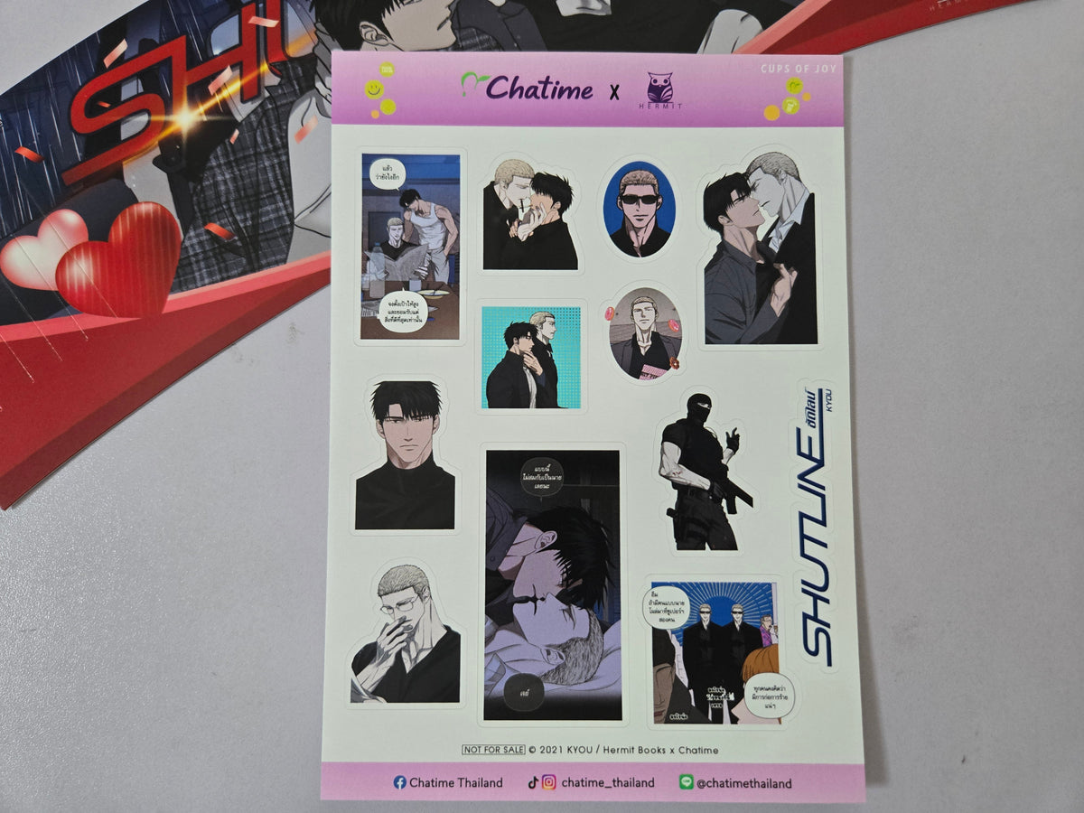 Shutline Thailand Chatime Hermit Books Collab Photocard Sticker Cup Sleeve Set - Eggs And Muffin